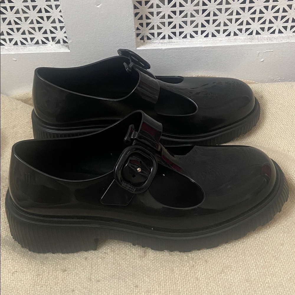 Mary Jane - Melissa Glossy Black Buckle Shoes